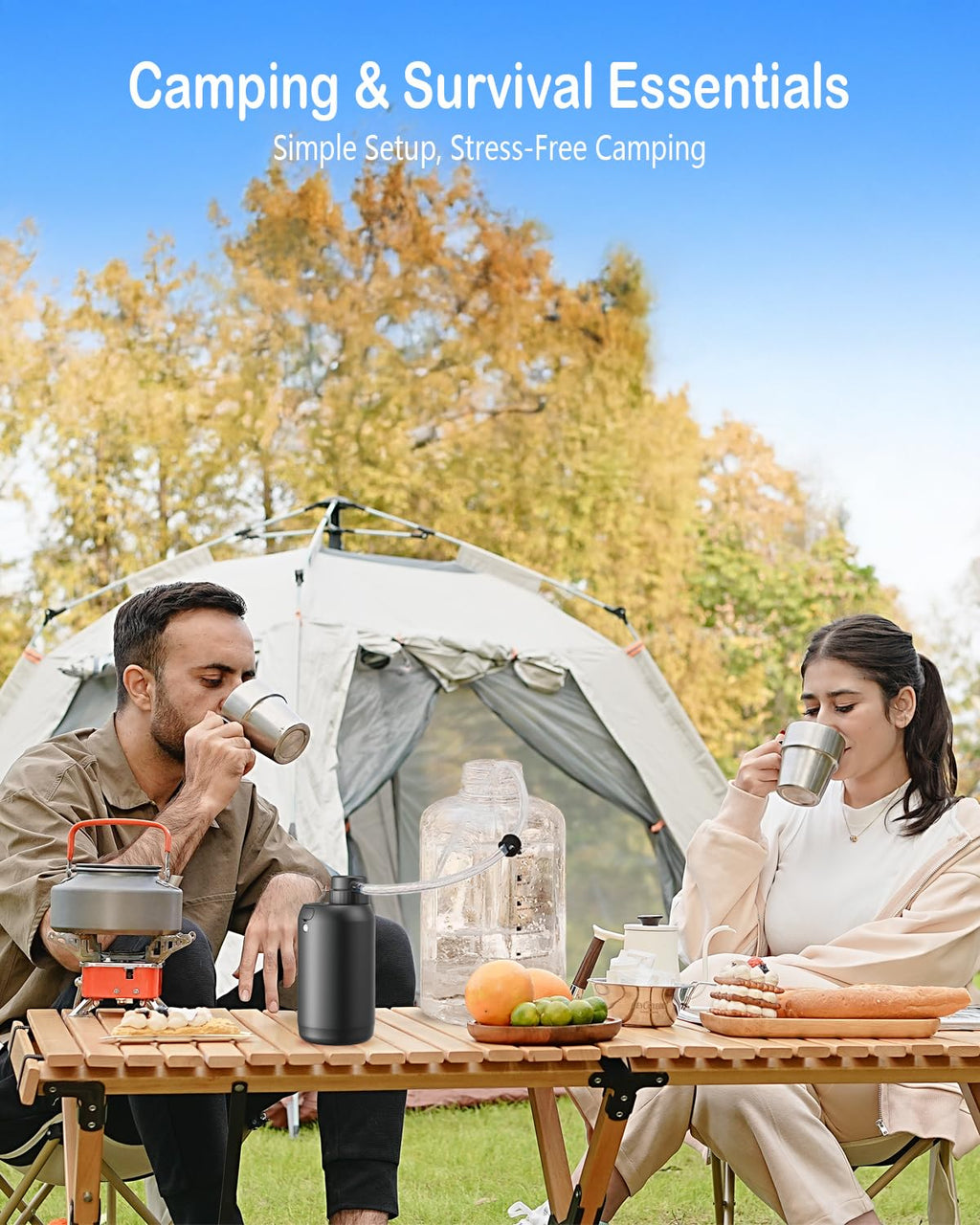 Portable Camping Water Purifier Dual 0.01 Micron Water Filtration System For Outdoor Backpacking, Hiking, Emergency - Dual Filte