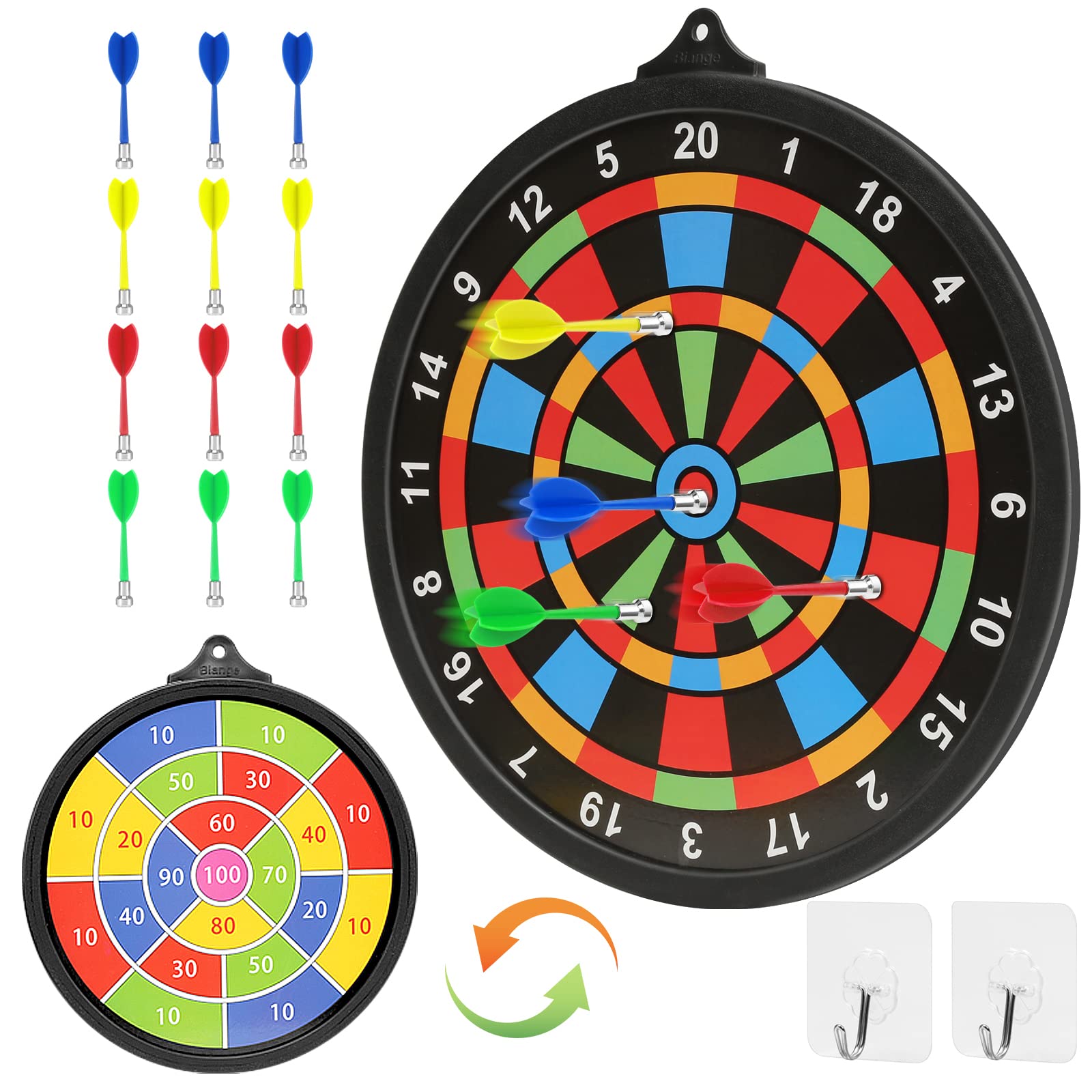 Magnetic Dart Board w/ 12 Darts, Toys for Boys Age 8-12, Safe Indoor Outdoor Games for Kids 8-12, Teen Gifts for 6 7 8 9 10 11 1