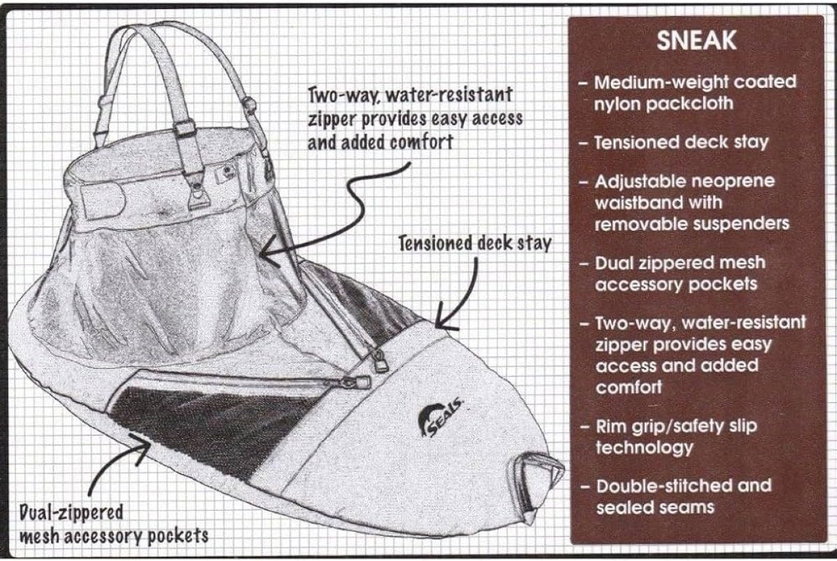 Seals Sneak Zippered Spray Skirt, 7.0, Black
