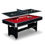 Spartan 6-Ft Pool Table With Table Tennis Top - Black With Red Felt