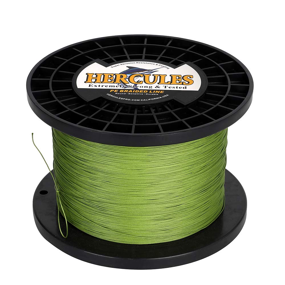 Hercules Braided Fishing Line 1500M 1640Yds 10Lbs-200Lbs Pe Superline 8 Strands (Army Green 200Lb/90.7Kg 0.75Mm)