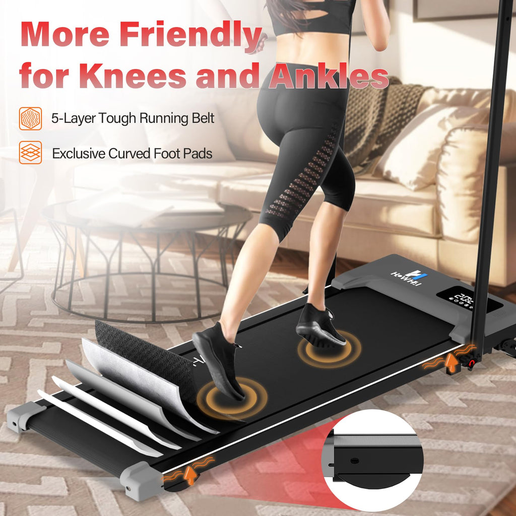 Howhai Walking Pad Treadmill With Incline, 2 In 1 Foldable Under Desk Treadmills For Home/Office, Portable Treadmill With App, B