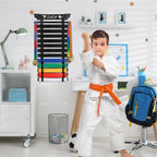 Winartton 12 Belts Karate Belt Display Rack With Stickers, Martial Arts Belt Display Holder, Taekwondo Belt Jiu Jitsu Belt Bjj B