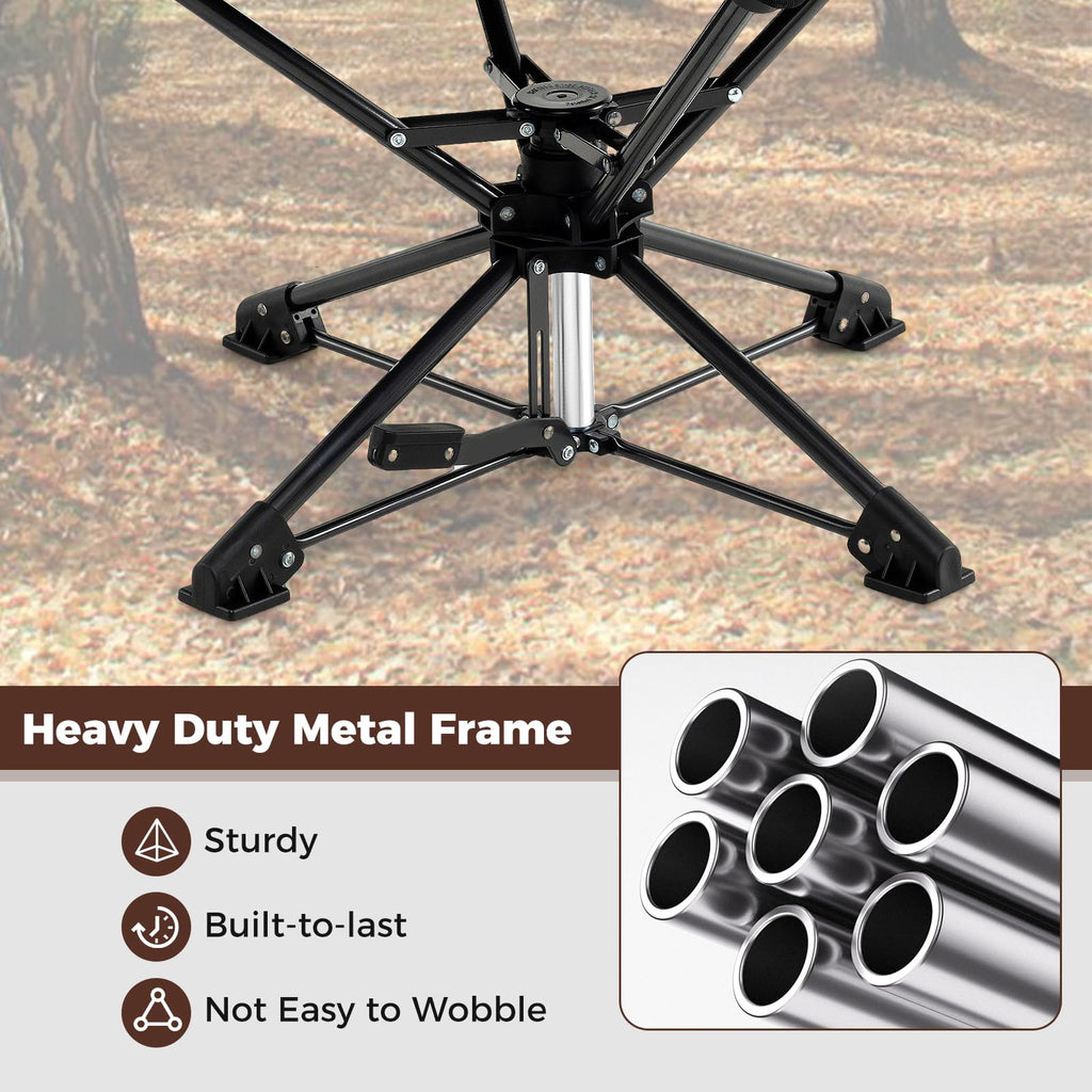 Goplus Swivel Camping Chair, 2 Pack Portable Hunting Chair For Adults W/Cup Holder & Carrying Bag, Folding 360-Degree Free Rotat