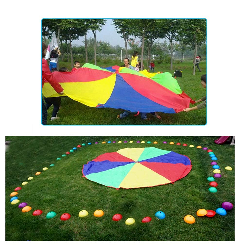 Amyese 12Ft Kids Team Game Rainbow Parachute, Outdoor Party Group Cooperative Games, Family Get-Together Entertainment