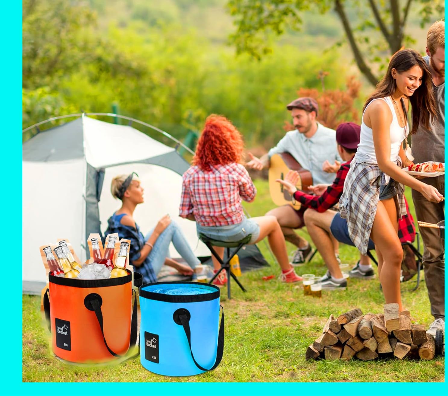 Mizorlie (2Pack) Collapsible Buckets, Camping Water Storage Container 5 Gallon(20L) Portable Folding Bucket Wash Basin For Trave