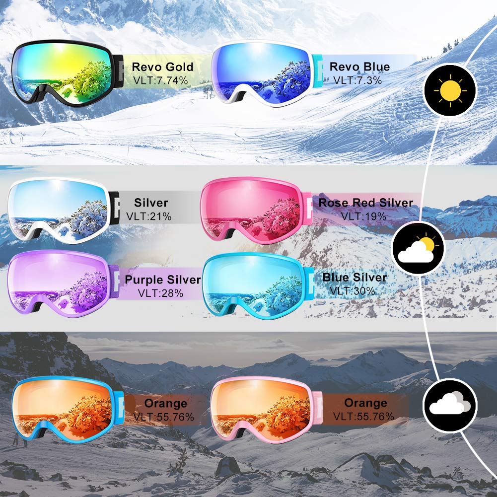 Findway Kids Ski Goggles, Kids Snowboard Goggles For Boys Girls Toddler Age 3-14