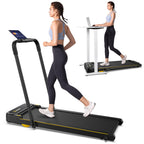 UREVO Strol 2E Smart 2-in-1 Folding Treadmill, Compact Walking Pad with Safety Handle, Plug and Play, Dual LED Display, Workout 