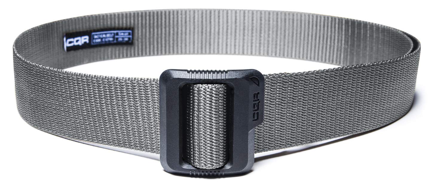 Cqr Tactical Belt, Military Style Heavy Duty Belt, Webbing Edc Quick-Release Buckle, Plastic Flip Tab Grey, Small