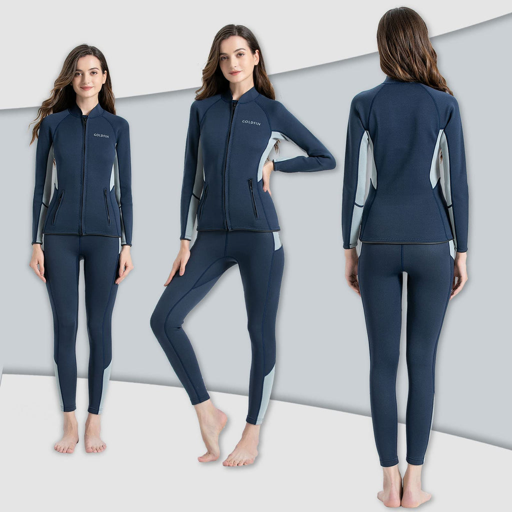 Goldfin Wetsuit Pants Womens, 2Mm Neoprene Pants Keep Warm For Water Aerobics Diving Swimming Surfing Kayaking Boating (Navy, 3X