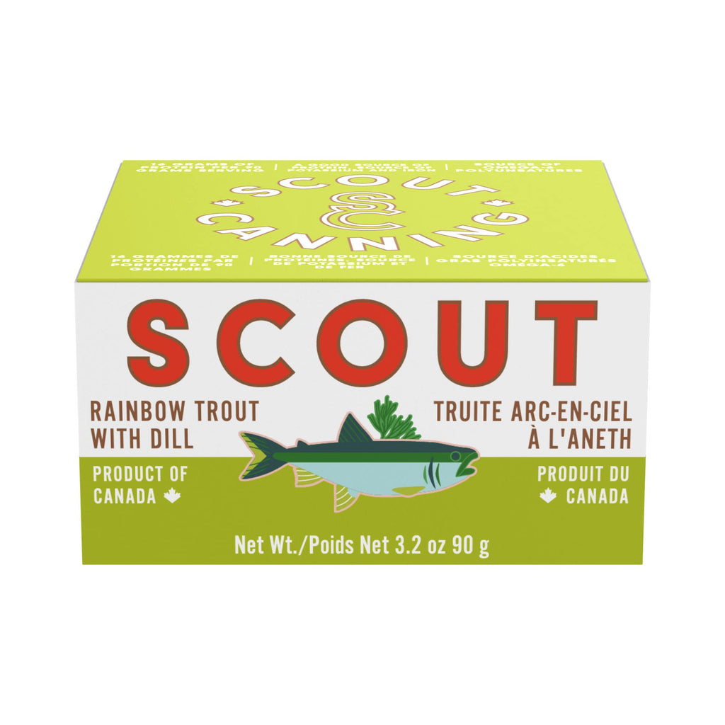 Scout Rainbow Trout With Dill | Responsibly Sourced Seafood Tins | Rainbow Trout In Bpa-Free, Recyclable Cans (Pack Of 1 X 90G T