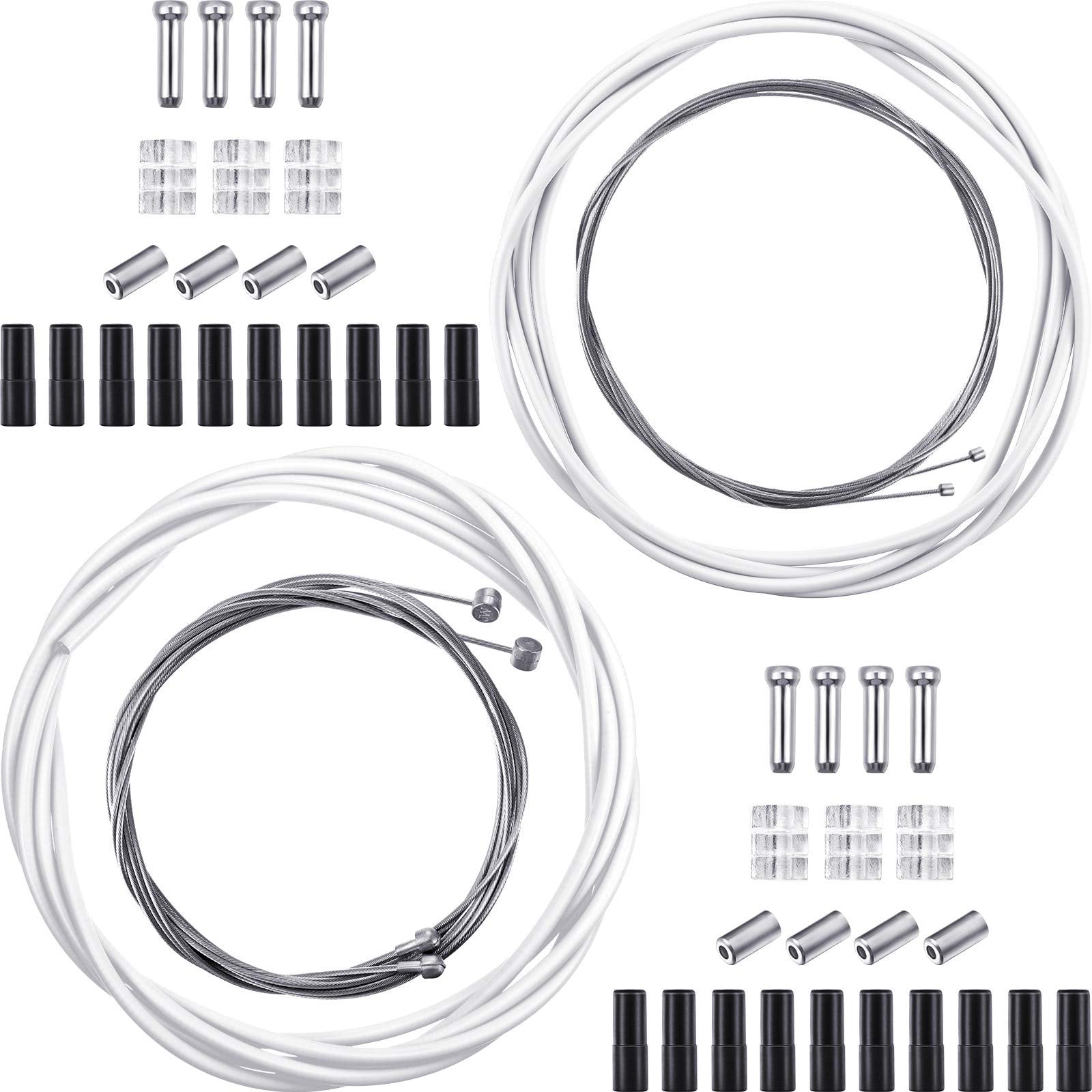 Boao Universal Bicycle Transmission Line Bicycle Shift Derailleur Cable and Brake Cable Kit for Mountain Road Bike Repair(White)