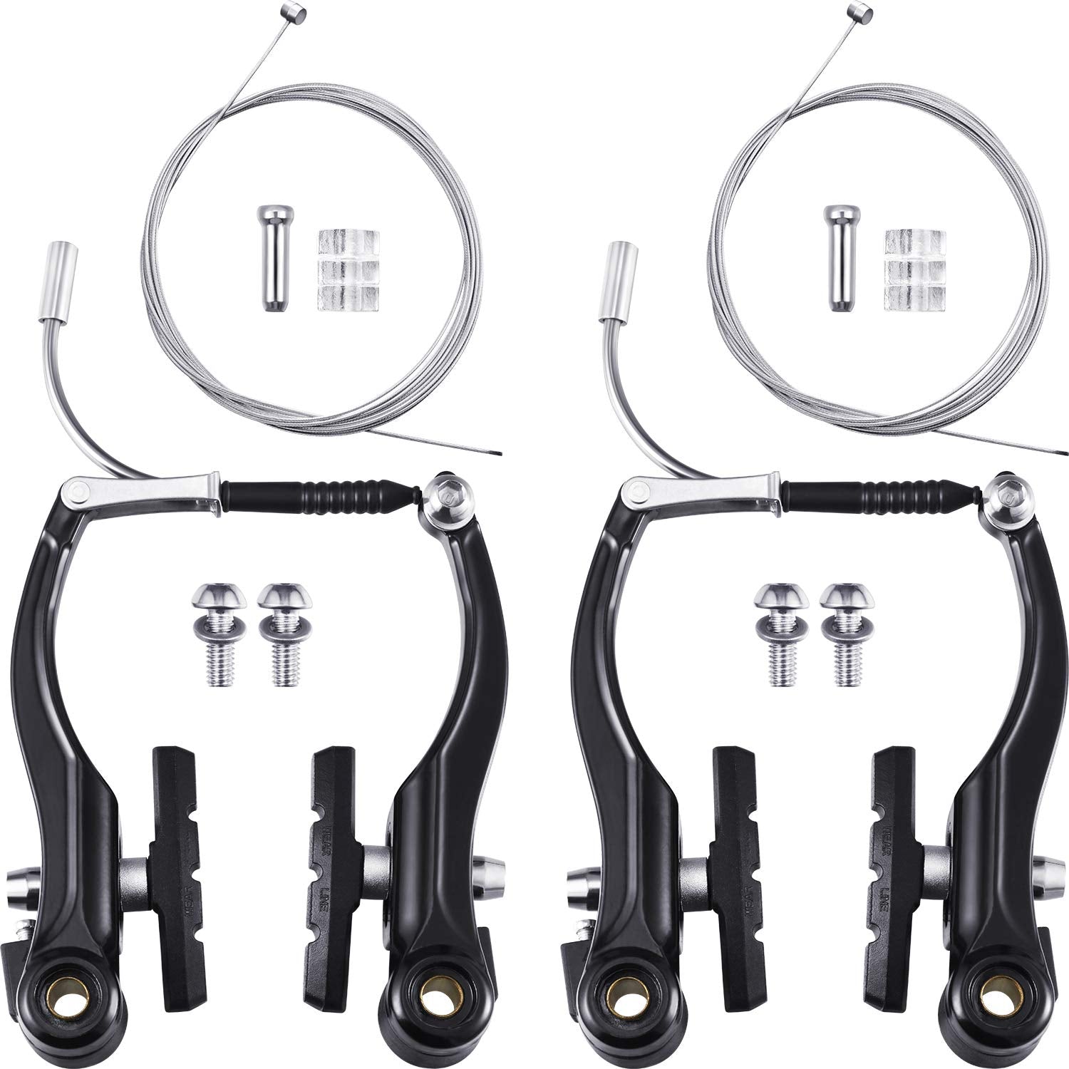 Universal Mountain Bike Brakes Set - 2 Pairs, Replacement for Most Bicycles, Includes 2 Pieces Brake Cables, Gear Shift Cable Wi