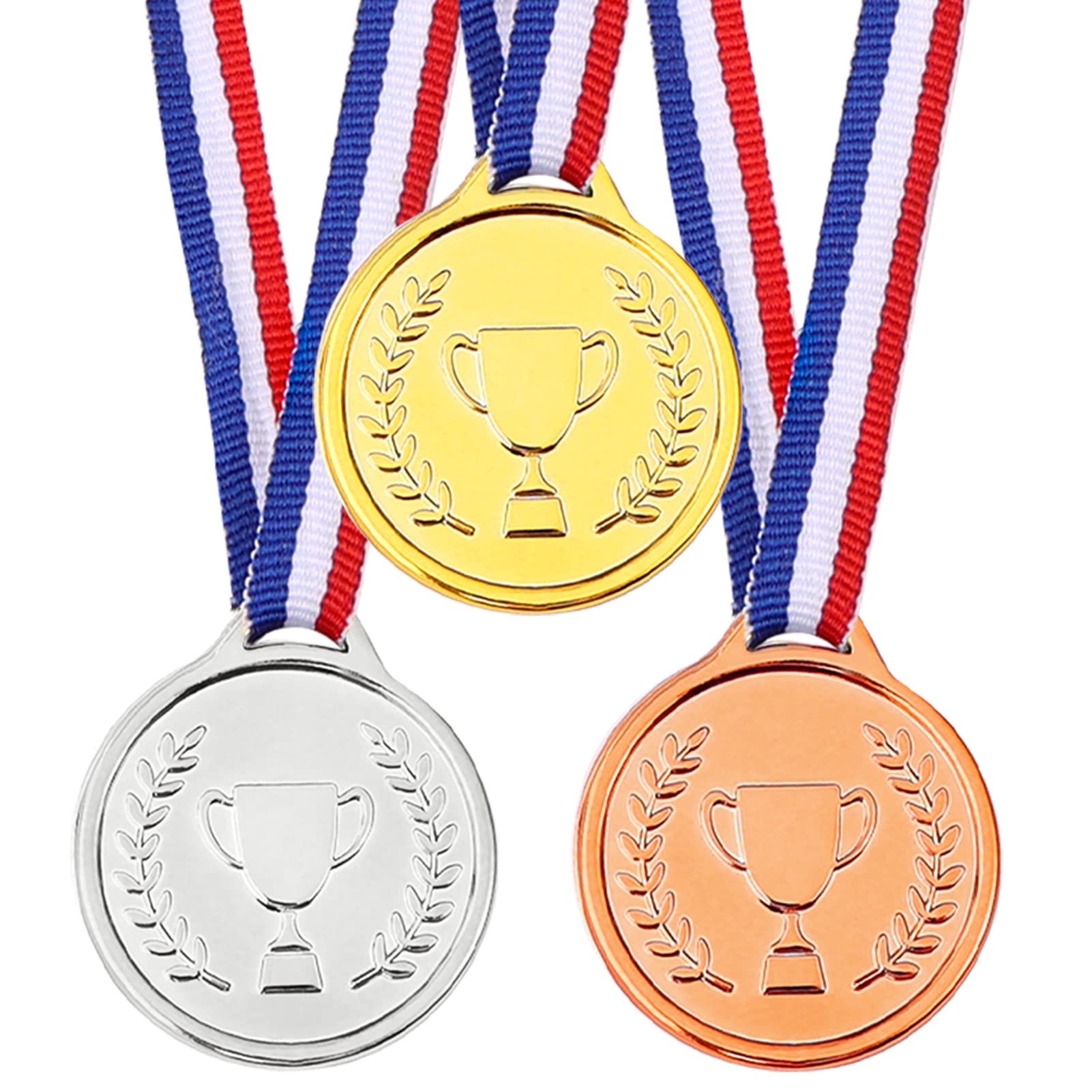 Pllieay 24 Pieces Plastic Winner Medals, Winner Award Medals, Gold Silver And Bronze Medals For Sports, Competition, Talent Show