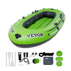 Vevor Inflatable Boat, 3-Person Inflatable Fishing Boat, Strong Pvc Portable Boat Raft Kayak, 45.6 Aluminum Oars, Fishing Rod Ho