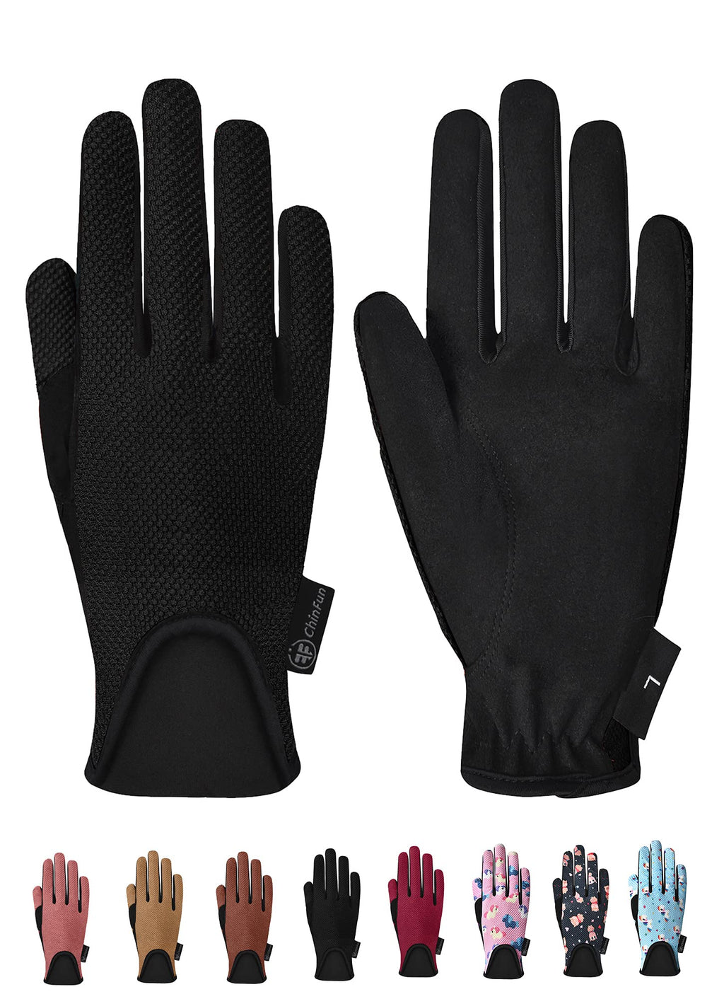 Chinfun Kids Horse Riding Gloves Equestrian Horseback Gloves For Youth Children Boys Girls Outdoor Biking Cycling Running Black 