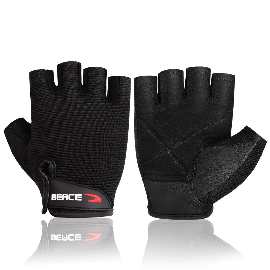Beace Weight Lifting Gym Gloves With Breathable Leather Palm For Workout Exercise Training Fitness And Bodybuilding For Men  Wom