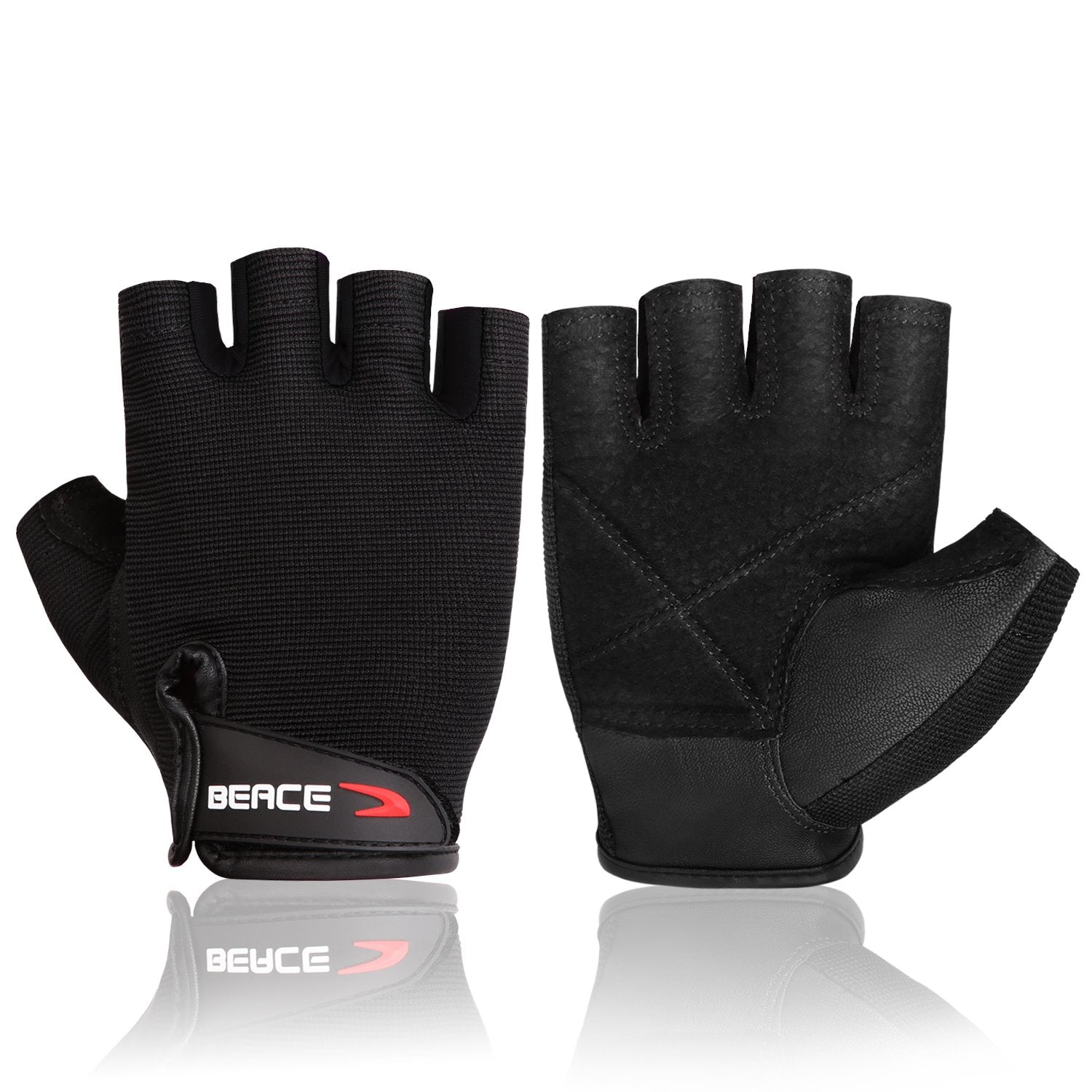 Beace Weight Lifting Gym Gloves With Breathable Leather Palm For Workout Exercise Training Fitness And Bodybuilding For Men  Wom
