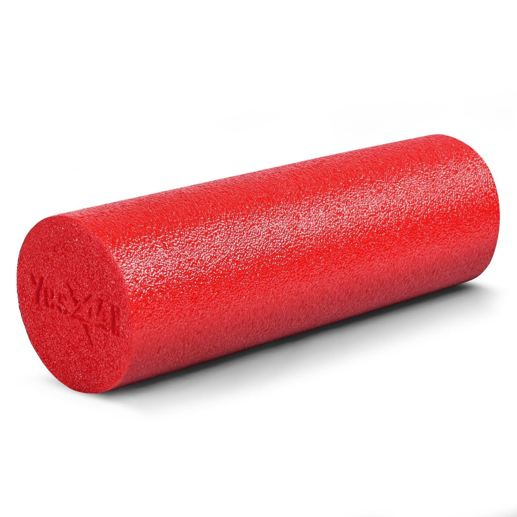 Yes4All Soft-Density Round Pe Foam Roller For Pilates, Yoga, Stretching, Balance & Core Exercises - 18 Inch Red