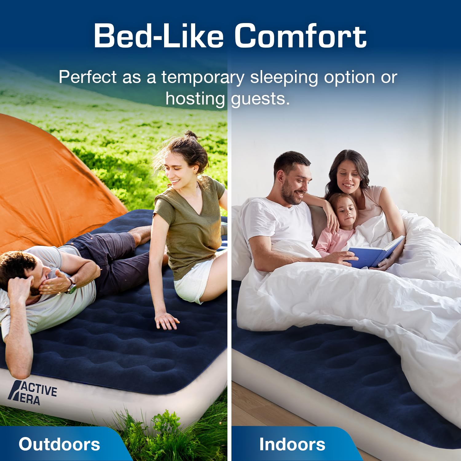 Active Era Luxury Camping Air Mattress With Built In Pump - Queen, Usb Rechargeable Pump, Travel Bag For Tent Camping