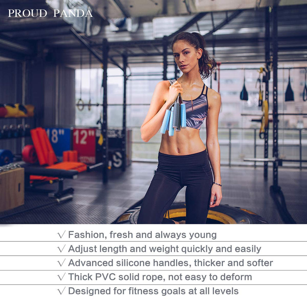 Weighted Jump Rope Workout 1Lb Professional Skipping Rope With Adjustable Length&Silicone Comfortable Grips,Heavy Jumpropes Adul