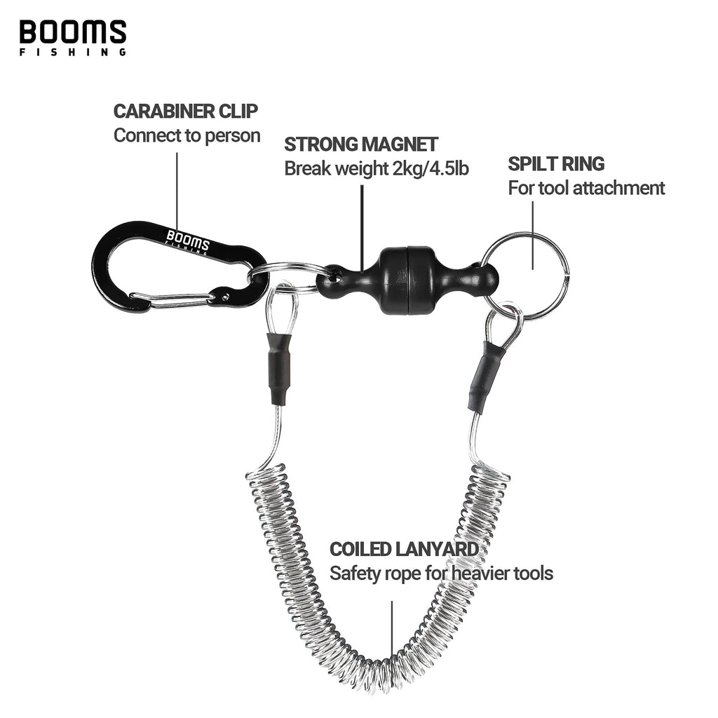 Booms Fishing Mrc Magnetic Tool Release Holder With Coiled Lanyard 1 Pc