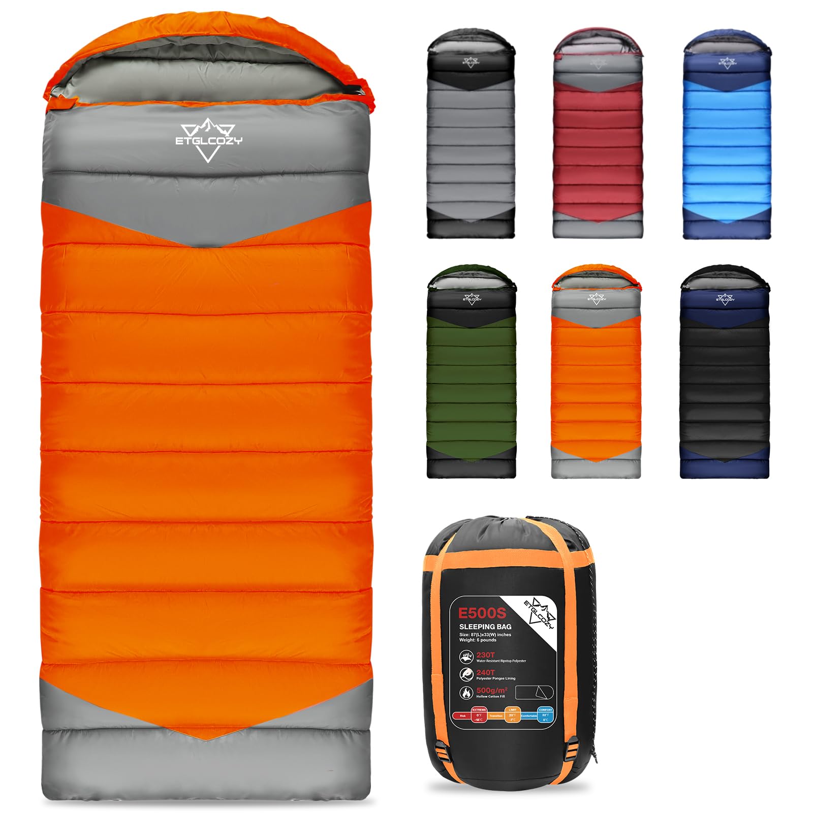 ETGLCOZY 0 Degree Sleeping Bag for Adults Kids Warm/Cold Weather Backpacking Camping Hiking, Lightweight Portable for Indoor Out