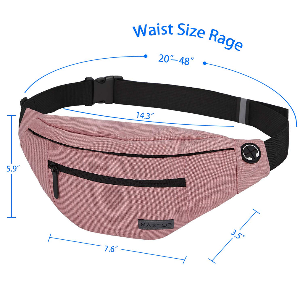 Large Pink Fanny Pack Cross Body Belt Bag With 4-Zipper Pockets Adjustable Straps Waist For Women Girl,Gifts For Enjoy Festival