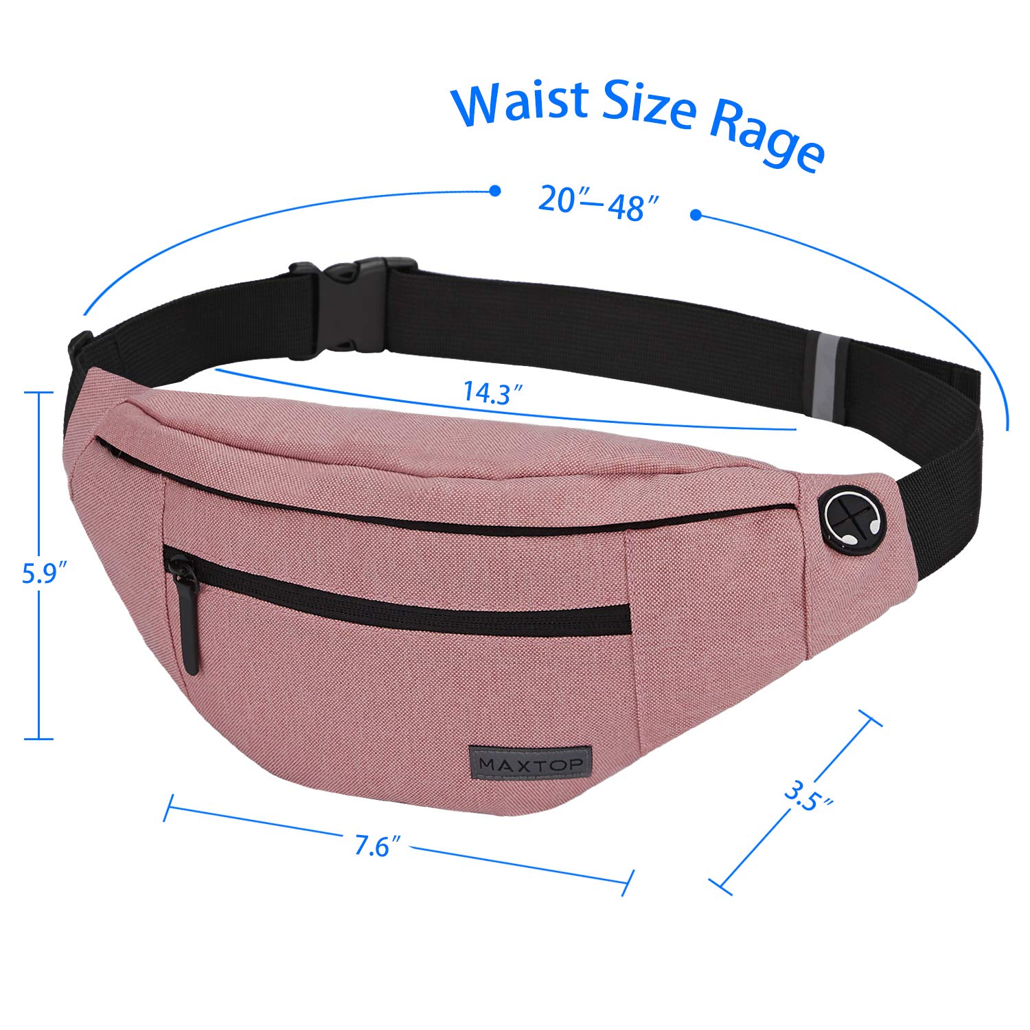 Large Pink Fanny Pack Cross Body Belt Bag With 4-Zipper Pockets Adjustable Straps Waist For Women Girl,Gifts For Enjoy Festival