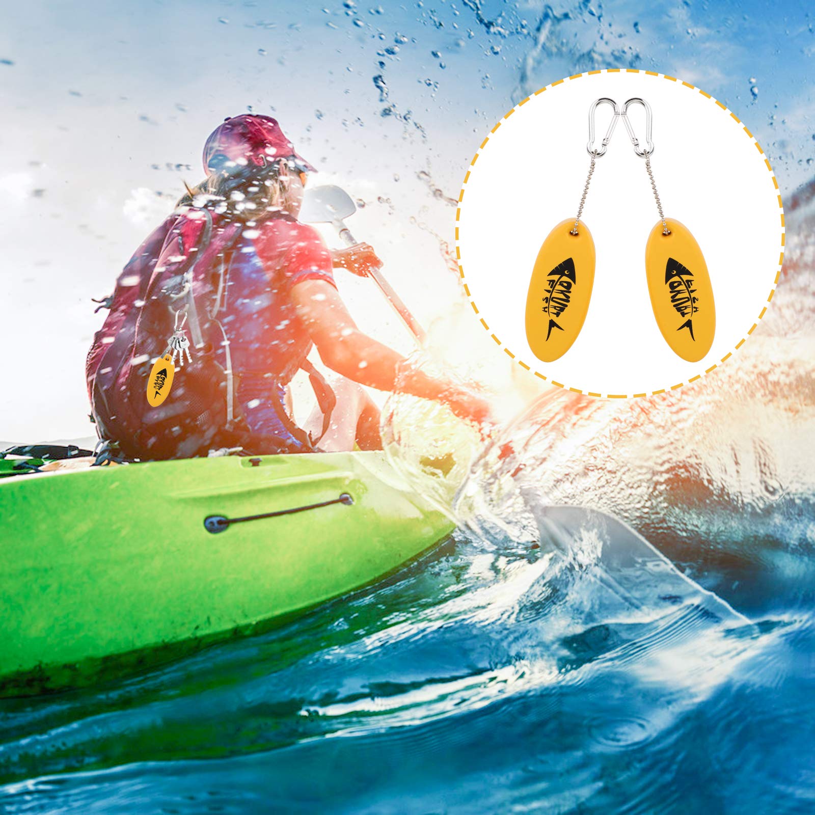 Qkurt 2 Pack Floating Keychain, Glow In The Dark Foam Floating Key Chain Lightweight Key Float Water Sport Accessories For Surfi