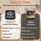Besnerg Propane Stove 1 Burner Gas Stove, 14500 Btu High-Efficiency Auto Ignition Tempered Glass Lpg Cooktop With Csa Regulator