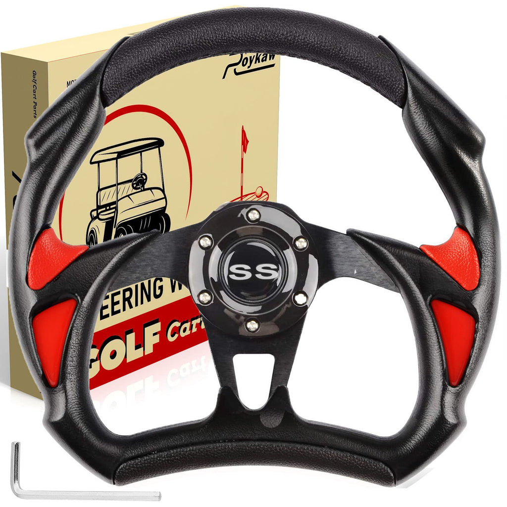 Roykaw Golf Cart Steering Wheel Or Hub Adapter For Ezgo Club Car Yamaha (Racing Style - Black)