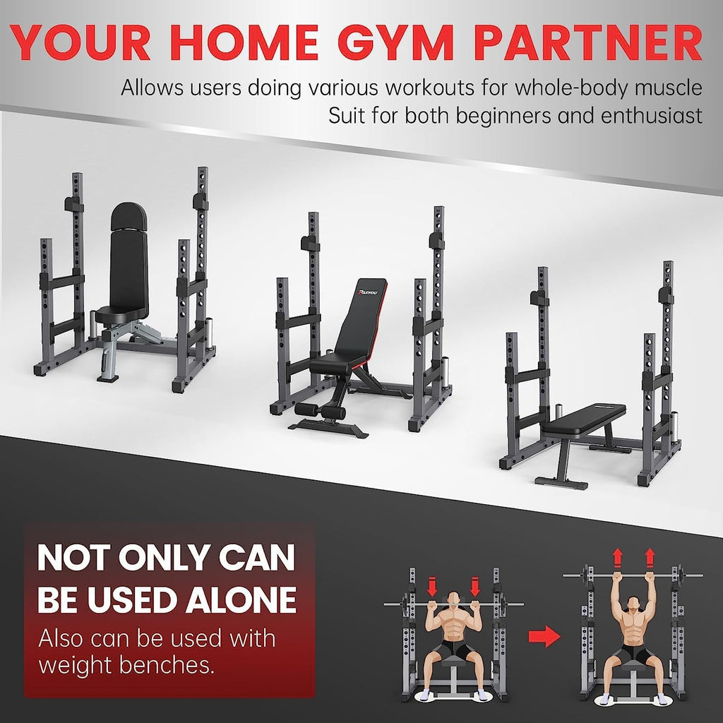 Pasyou Squat Rack For Home Gym With Max Load 1800 Lbs For Bumpers And 600 Lbs For J Hooks (Model:Sr30)