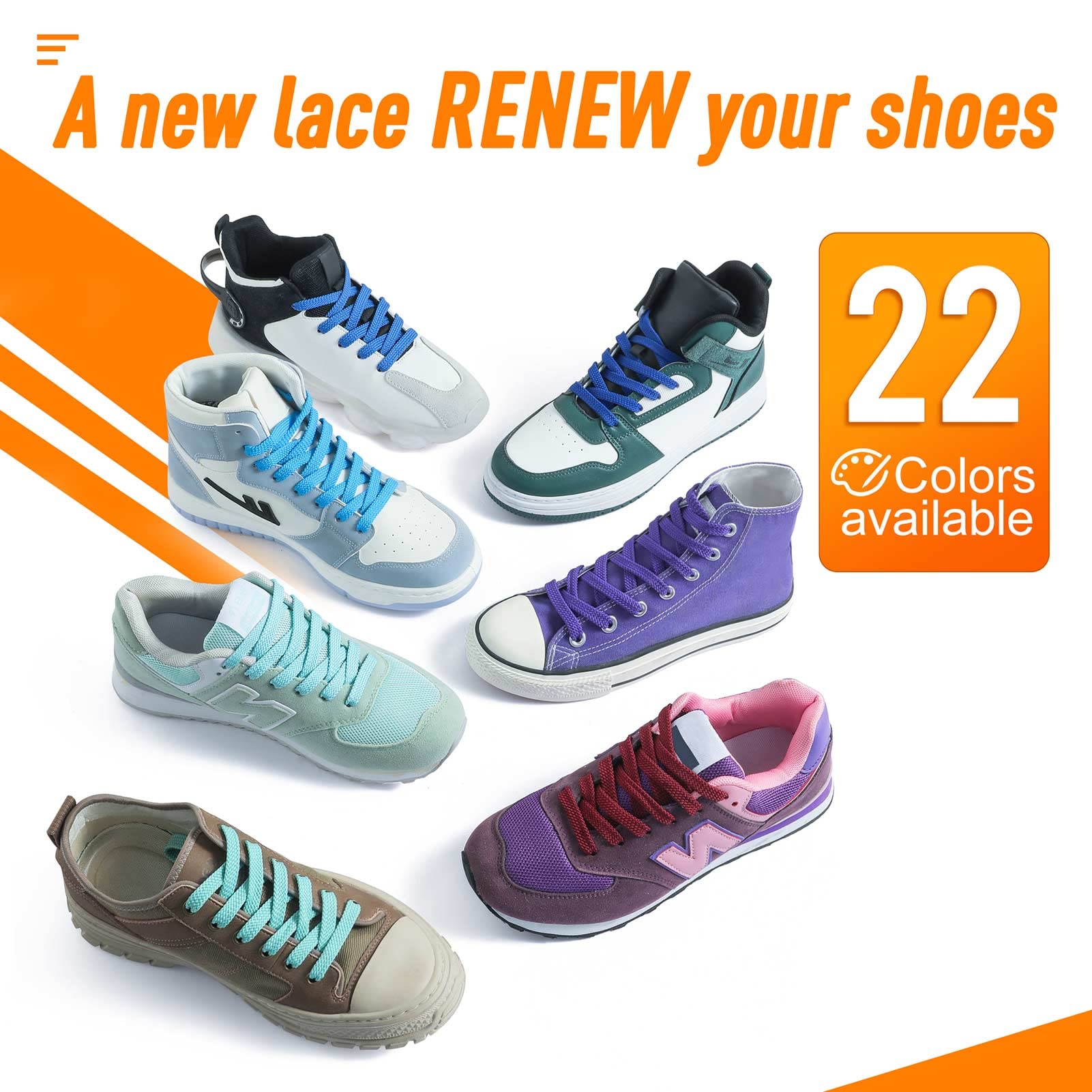 Vsudo Upgrade 43 Double Layer Weave Flat Shoelaces, 516 Wide Flat Shoe Laces For Adults  Kids Sneakers Or Athletic Shoes 1Pair-P