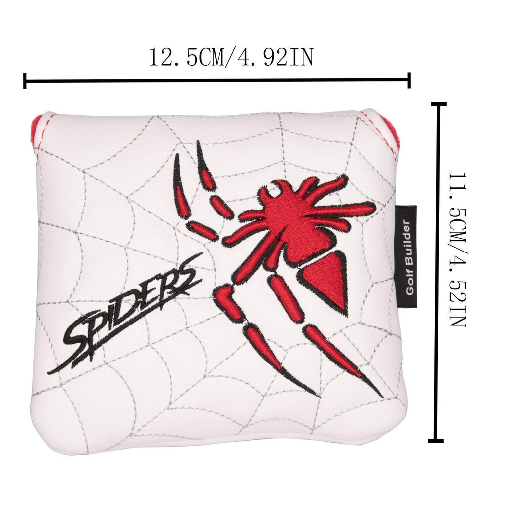 Golf Builder Spider Embroidery Golf Club Square Mallet Cover Spider Mallet Cover (White)