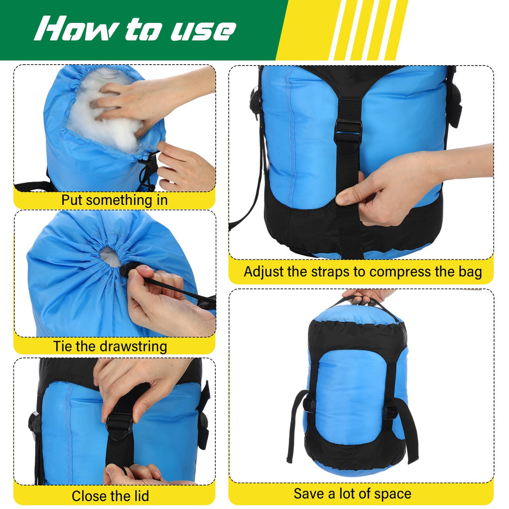 Glicraft 5 Pcs 5L/10L/15L/20L/35L Camping Sleeping Bag Compression Sacks For Backpacking Water Resistant Sleeping Bag Stuff Sack