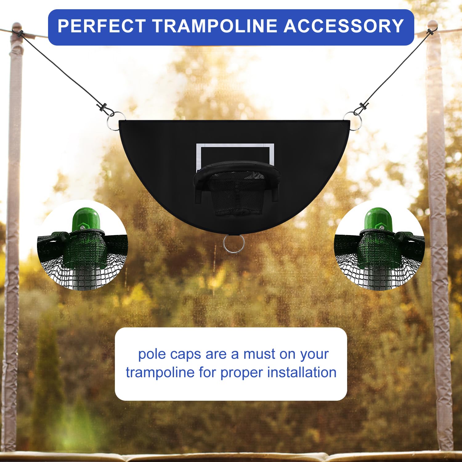 Toymis Trampoline Basketball Hoop, Breakaway Rim For Dunking Trampoline Basketball Attachment With Mini Basketballs Trampoline A