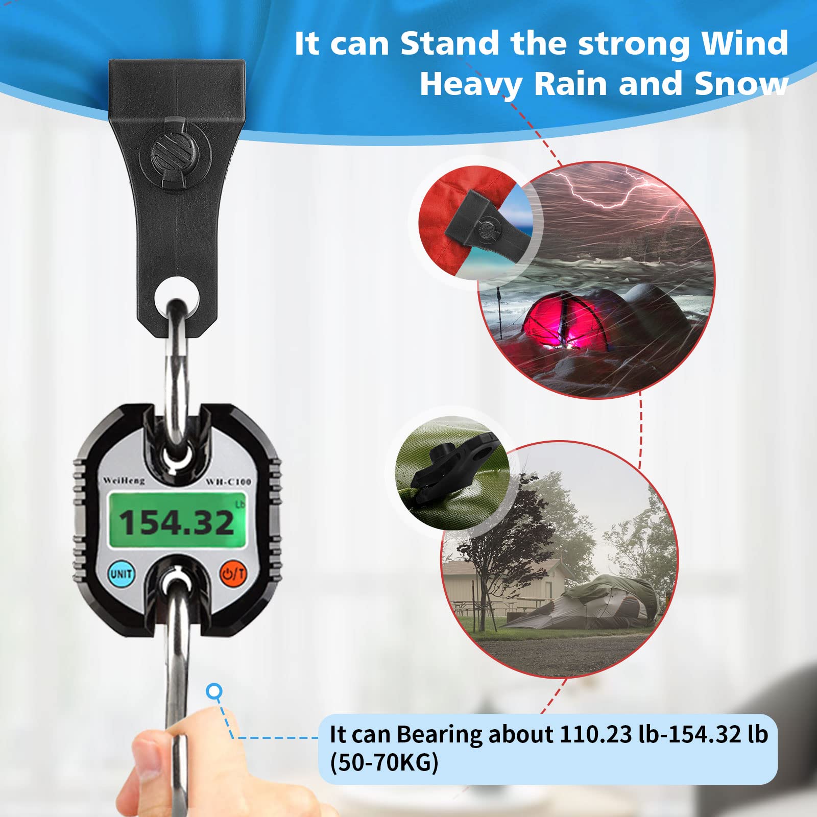 Upgrade Large Tarp Clips Heavy Duty Lock Grip -Total 24 Pcs Tarp Clamps Thumb Screw Tent Fasteners Clips With Carabiner For Camp