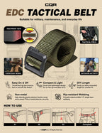 Cqr Tactical Belt, Military Style Heavy Duty Belt, Webbing Edc Quick-Release Buckle, Plastic Flip Tab Green, Xx-Large