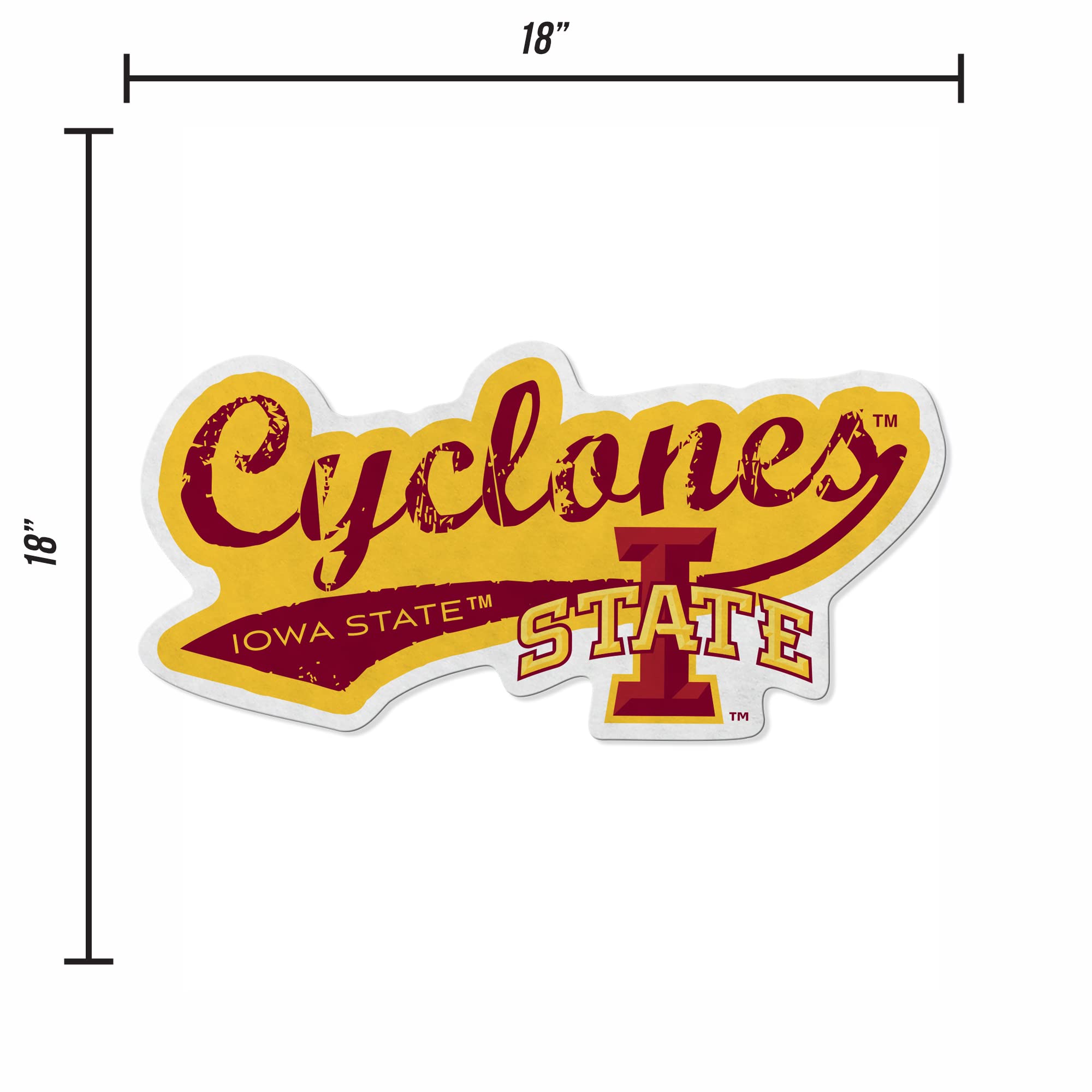 Rico Industries Ncaa Iowas State Cyclones Distressed Shape Cut Pennant - Home And Living Room D  Cor - Soft Felt Ez To Hang