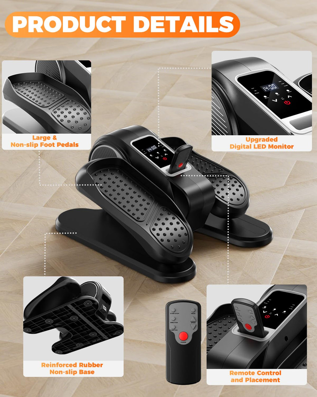 Under Desk Elliptical Machine, Ellipse Leg Exerciser As Seen On Tv, Lcd Display & 12 Adjustable Speed Ellipse Fit, Portable & Qu