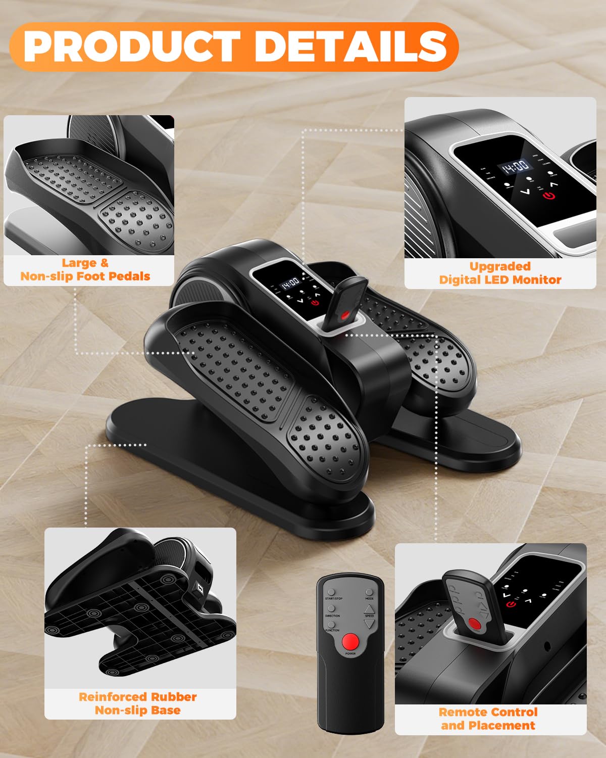 Under Desk Elliptical Machine, Ellipse Leg Exerciser As Seen On Tv, Lcd Display & 12 Adjustable Speed Ellipse Fit, Portable & Qu