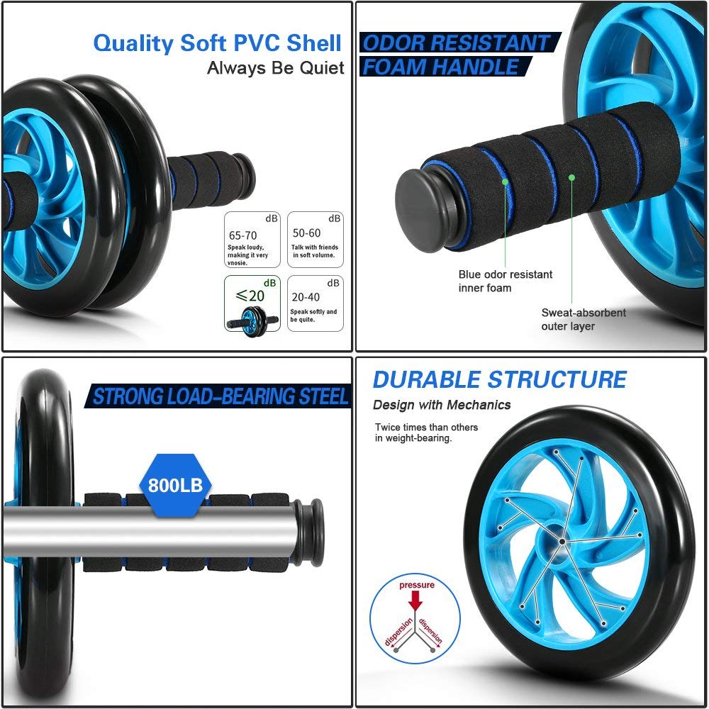 Tomshoo Ab Wheel Roller Kit With Push-Up Bar, Knee Mat, Jump Rope And Hand Gripper - Home Gym Workout For Men Women Core Strengt