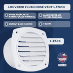 Five Oceans 7-Slotted Louvered Hose Vent, 4-Inch Hose Diameter, 2 Pack Air Hose Thru Vent, White Abs Plastic - Fo111-M2