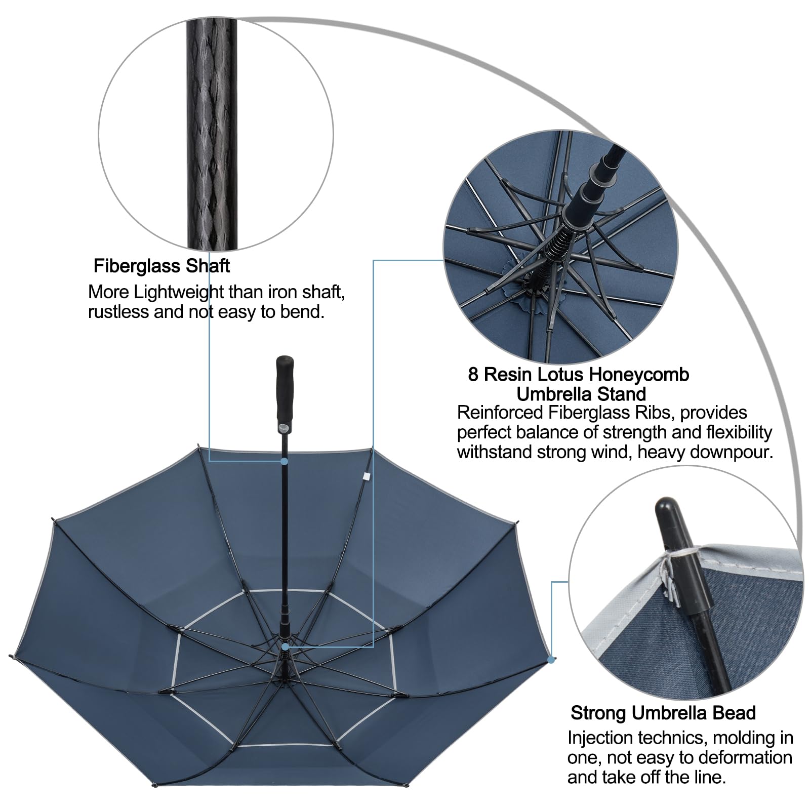 G4Free 47/54/62/68 Inch Automatic Open Golf Umbrella Oversize Extra Large Double Canopy Vented Windproof Waterproof Stick Umbrel