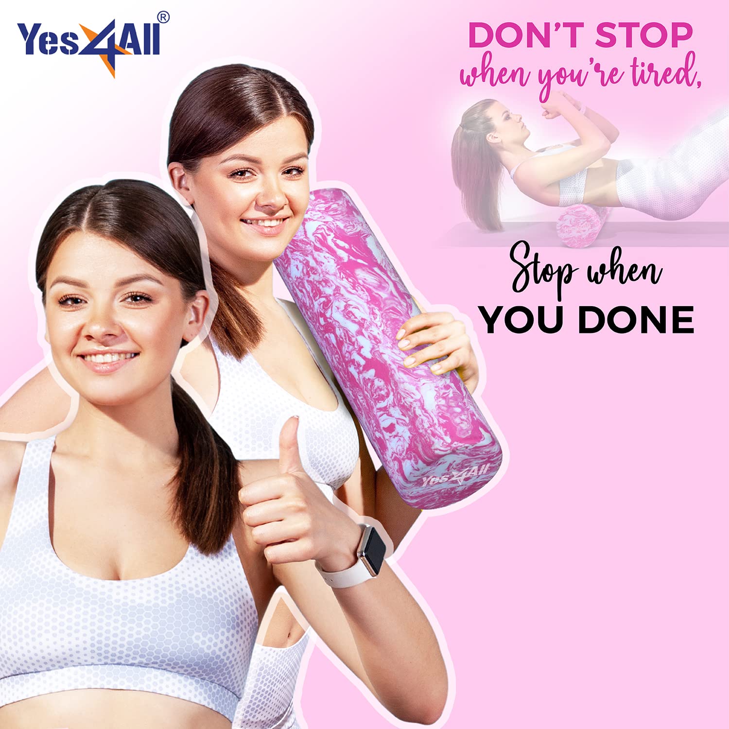 Yes4All Eva Foam Roller For Deep Massage, Rehabilitation And Physical Therapy (18 Inch, Unicorn Marbled)
