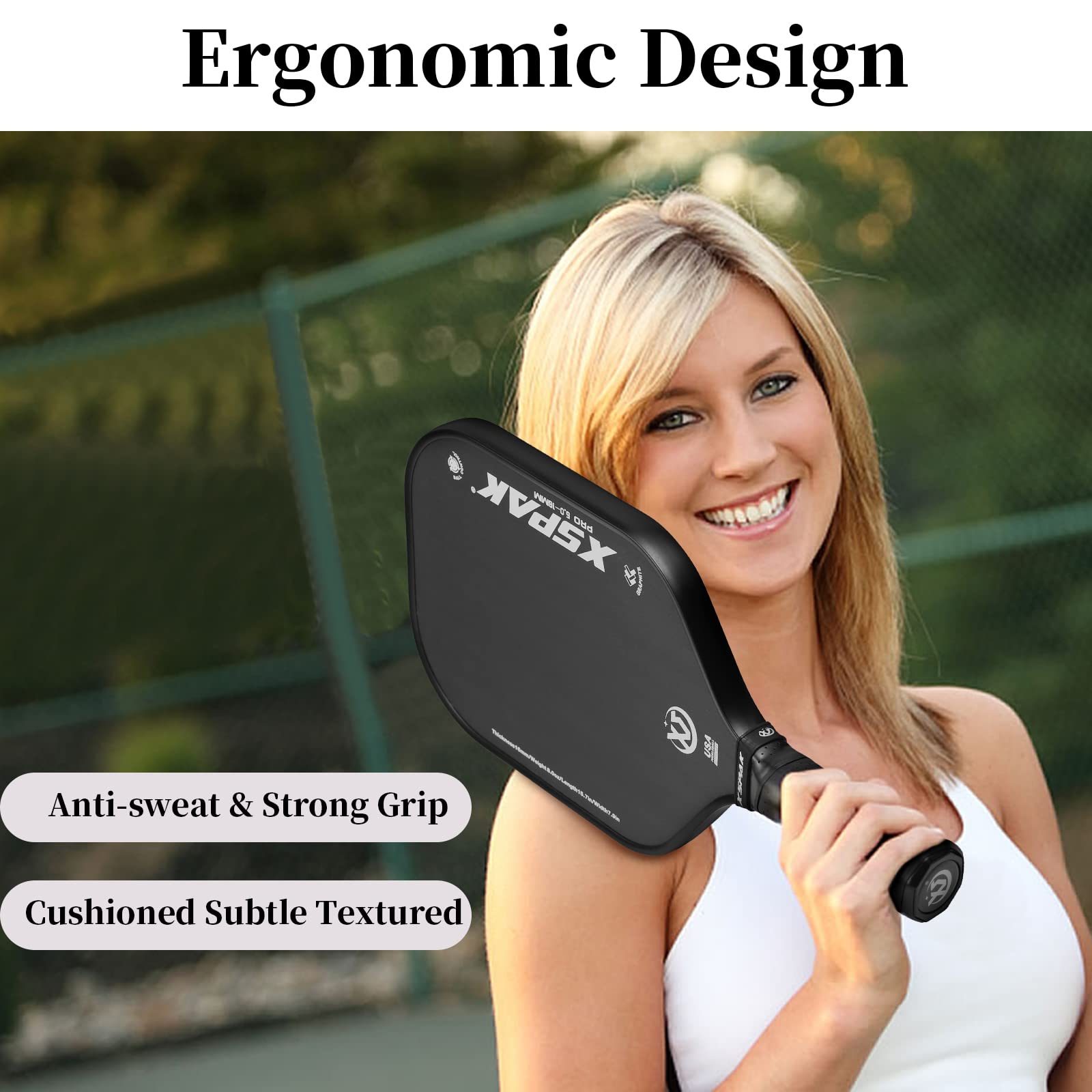 Xs Xspak Carbon Fiber Pickleball Paddle - Tournament Edition - World Champion Surface Technology Options Pickleball Racket - Usa