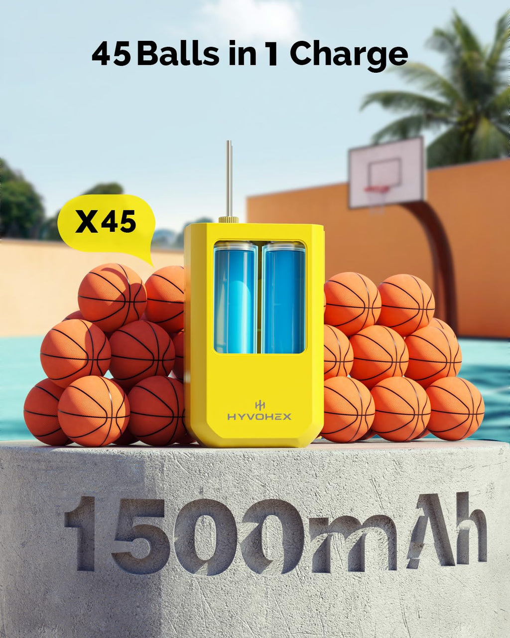 Ball Pump for Sports Balls, HYVOHEX Portable Electric Basketball Pump Ultra Fast Inflation, with Digital LED Display Air Pump fo