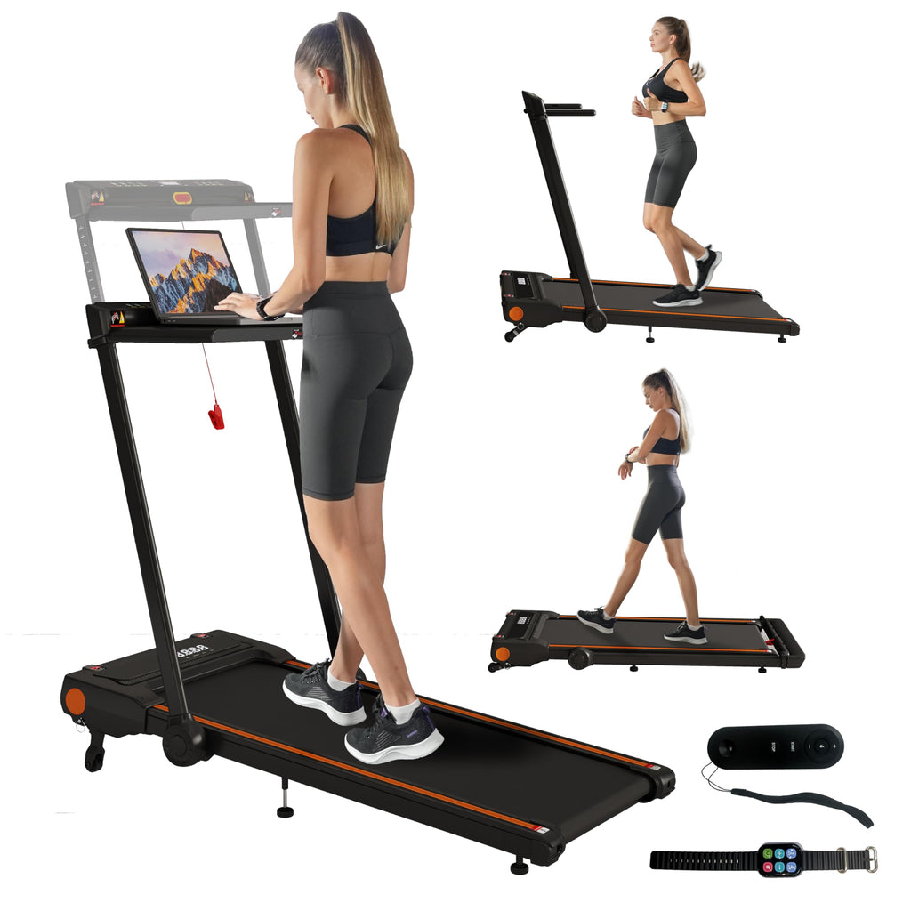 Walking Pad Treadmill With Incline, 4.0Hp 3 In 1 Under Desk Treadmill With Removable Desk, 330Lbs Capacity Foldable Treadmills F