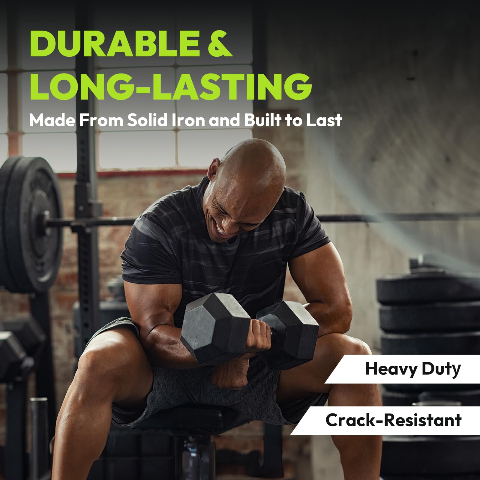 Hex Dumbbell Rubber Encased Strength Training, Hand Weight For Workout & Exercise/Pair of 20LB